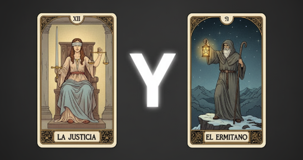La Justicia y el Ermitaño Tarot