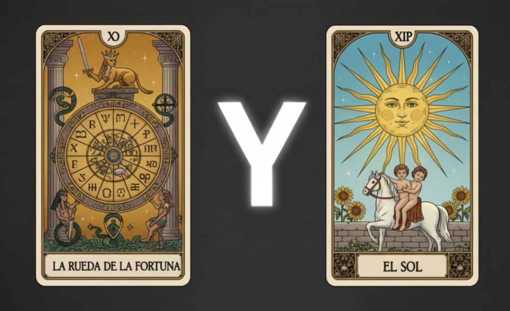 la rueda de la fortuna y el sol tarot