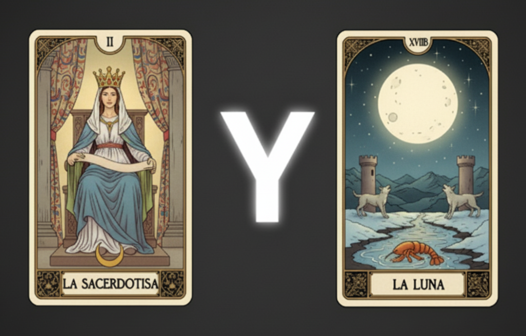 LA SACERDOTISA Y LA LUNA TAROT